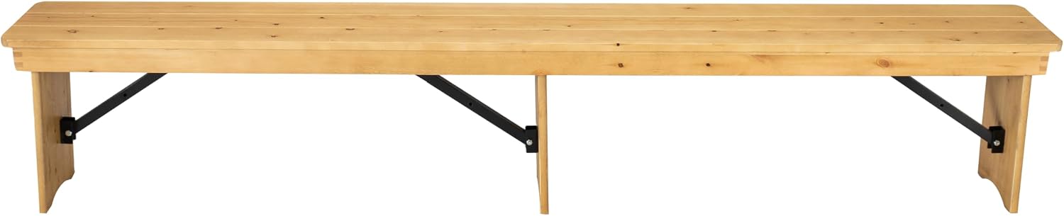 Taylor & Logan Ingles 8' x 12'' Antique Rustic Light Natural Solid Pine Folding Farm Bench with 3 Legs