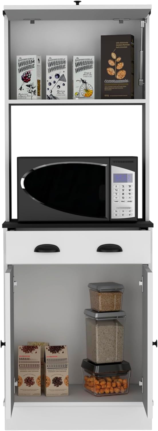 Tampa Kitchen Pantry with Drawer, 2 Cabinets, & Compact Design