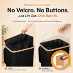 Foluck Large Laundry Hamper, 100L Waterproof Laundry Basket with Lid and Removable Bag, Collapsible Tall Clothes Hamper with Bamboo Handles for Clothes Toys in Dorm Bedroom Bathroom, Black