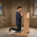 Wooden Prayer Kneeler Prayer Bench with Padded Cushion and Shelf, 20x16.5x33 in Meditation Bench for Church and Home Worship, Kneeling Stool with Storage(Brown)