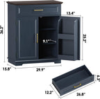 REDAYFUR Kitchen Storage Cabinet with Drawer, Buffet Cabinet with Storable Door, Modern Floor Sideboard, Blue Freestanding for Kitchen