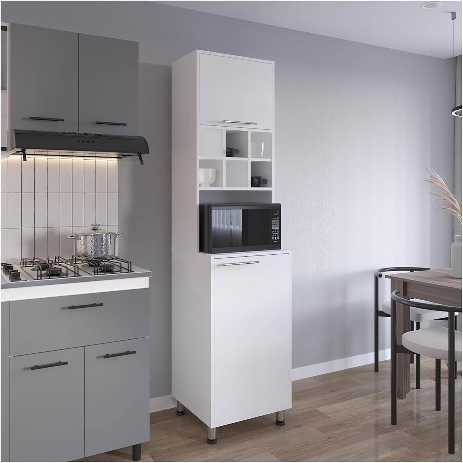 Kitchen Pantry, 2 Doors, 4 Legs, 8 Shelves ﻿,for Kitchen