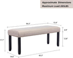 DUHOME Upholstered Entryway Bench, Fabric Bedroom Bench Ottoman Bench End of Bed Bench Dining Bench with Nailhead Trim Wooden Legs for Living Room Dining Room, Cream