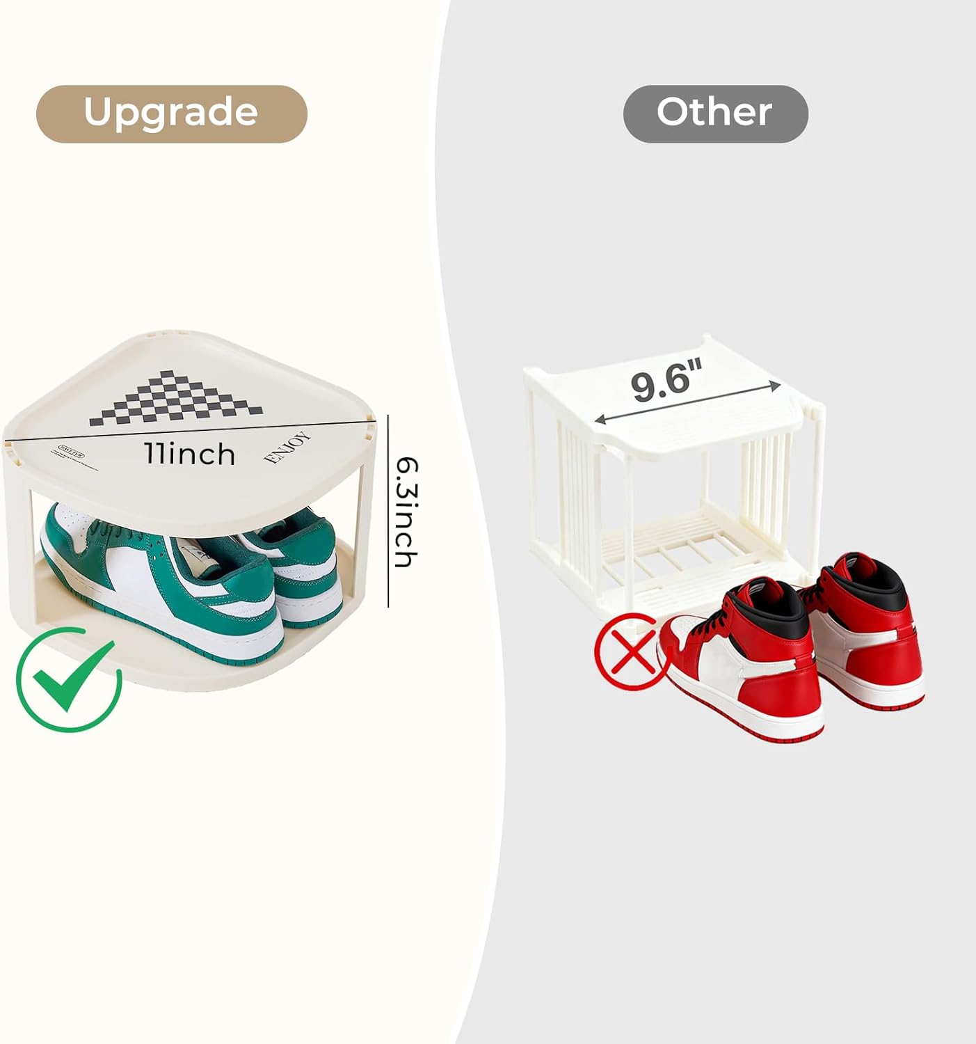 UFORU 9 Tier Vertical Shoe Rack, Corner Shoe Organizer for Entryway, Narrow Free Standing Shoe Organizer for Small Spaces, Easy Assembly Tall Shoe Storage Stand, Ideal for Low-Top Sneakers