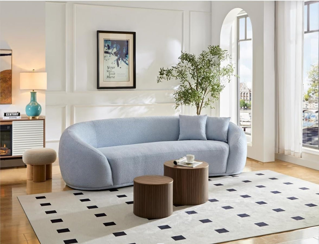 Nesting Coffee Table Set of 2,Modern Round Wooden Coffee Tables with Storage,Luxury Side Table Accent End Table for Small Space Living Room Apartment (19.17”)