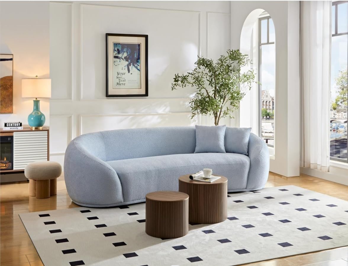 Nesting Coffee Table Set of 2,Modern Round Wooden Coffee Tables with Storage,Luxury Side Table Accent End Table for Small Space Living Room Apartment (19.17”)