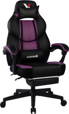 Big and Tall Gaming Chair 400lbs with Footrest - Heavy Duty Ergonomic Computer Office Chair for Adults, Wide Desk Chair with Pocket Spring Cushion & Linkage Armrests Purple
