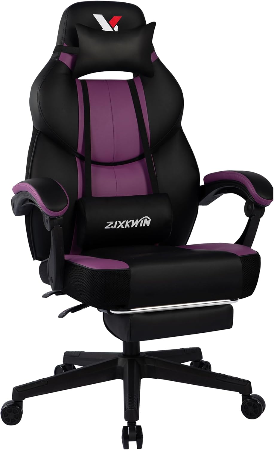 Big and Tall Gaming Chair 400lbs with Footrest - Heavy Duty Ergonomic Computer Office Chair for Adults, Wide Desk Chair with Pocket Spring Cushion & Linkage Armrests Purple