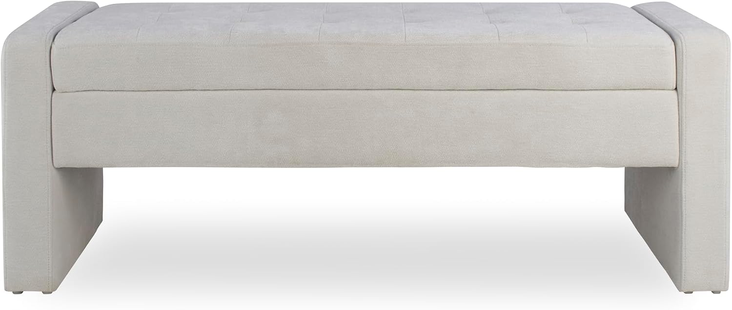 50" End of Bed Storage Bench, Modern Tufted Ottoman Bench with Soft Close Hinge, Large Capacity Upholstered Storage Ottoman for Bedroom, Living Room, Entryway, Fabric Foot of Bed Bench, Grey