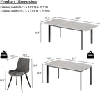 HIPIHOM 63"- 78.7" Extendable Dining Room Table Set for 6, Modern Kitchen Table with 6 Dining Chairs for 4-6 Person, Thickened Expandable Wooden Table with Metal Legs for Dining Room, Kitchen