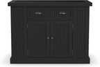 Homestyles Nantucket Distressed Black Kitchen Island with Black Granite and Wood Drop Leaf Breakfast Bar, 48"W