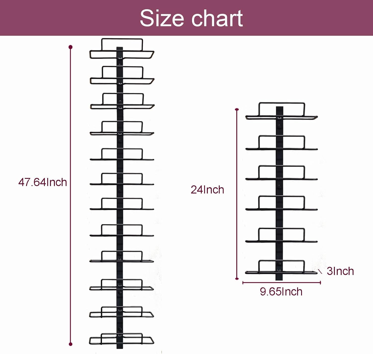 Wall Mount Wine Rack – 24 Bottles – Black Metal Wine Bottle Holder for Wall, Wine Rack for Home Bar, Kitchen