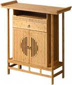 Personal Altar Table,Buddha Niche Buddhist Altars Cabinet with Drawer,Meditation Table with Storage(Light Color,L39IN)