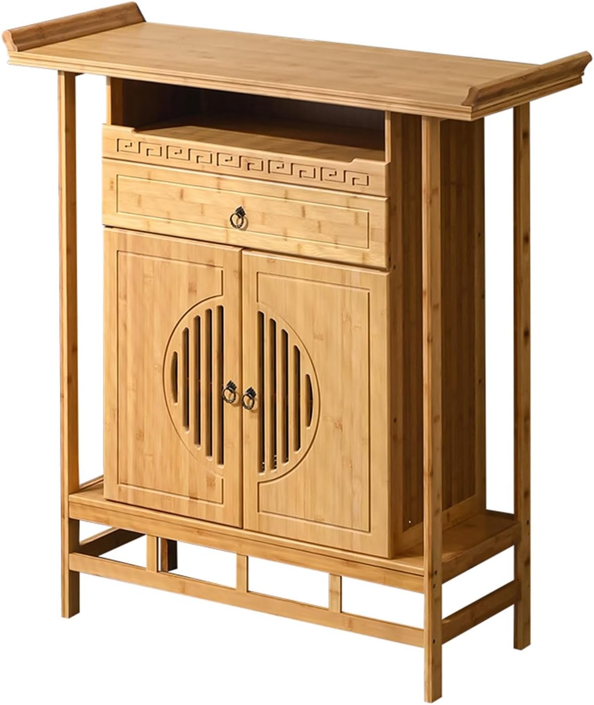 Personal Altar Table,Buddha Niche Buddhist Altars Cabinet with Drawer,Meditation Table with Storage(Light Color,L39IN)