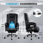 BOSMILLER 500lbs Big and Tall Office Chair, 6-Points Massage Office Chair, Executive Heated Desk Chair with Adjustable Footrest, Reclining High Back for Home Office