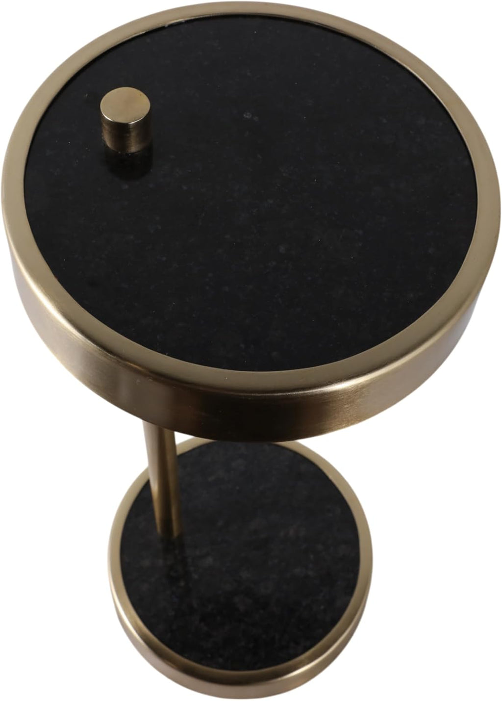 Slim End Table, Side Table, or Night Stand for Home Decor - Elegant Metal Drink Table with Marble Top for Office, Living Room, or Bedroom Decor - A Compact Accent for Small Spaces - 23" Black & Gold