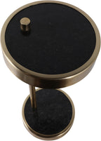 Slim End Table, Side Table, or Night Stand for Home Decor - Elegant Metal Drink Table with Marble Top for Office, Living Room, or Bedroom Decor - A Compact Accent for Small Spaces - 23" Black & Gold