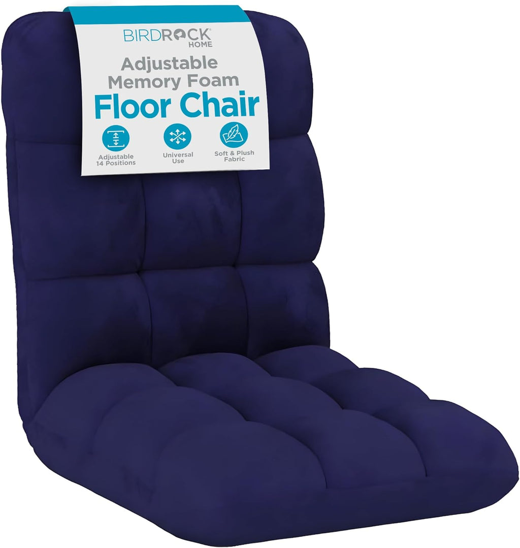 BIRDROCK HOME Adjustable 14-Position Memory Foam Floor Chair – Foldable Video Gaming Chair with Comfy Seat, Thick Cushion and Back Support for Gaming, Reading or Meditation (Blue)