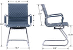 BESTANO Office Guest Chairs Reception Chairs Waiting Room Chairs Set of 2 Conference Room Chair with Mid Back, Modern PU Leather Desk Chairs, Navy