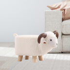 Animal Footstool, Home Decor, Shoes Changing Portable Soft Non Slip Feet, Footrest Ottoman, Kids Stool for Playroom, White