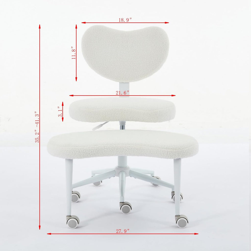 Meditation Chair Plus, Cross Legged Kneeling Office Chair with Wheels, Adjustable Swivel Stool, Lumbar Support, Ergonomic Criss Cross Desk Chair, Ivory, Silla de rodillas ergonómica (Lovry)