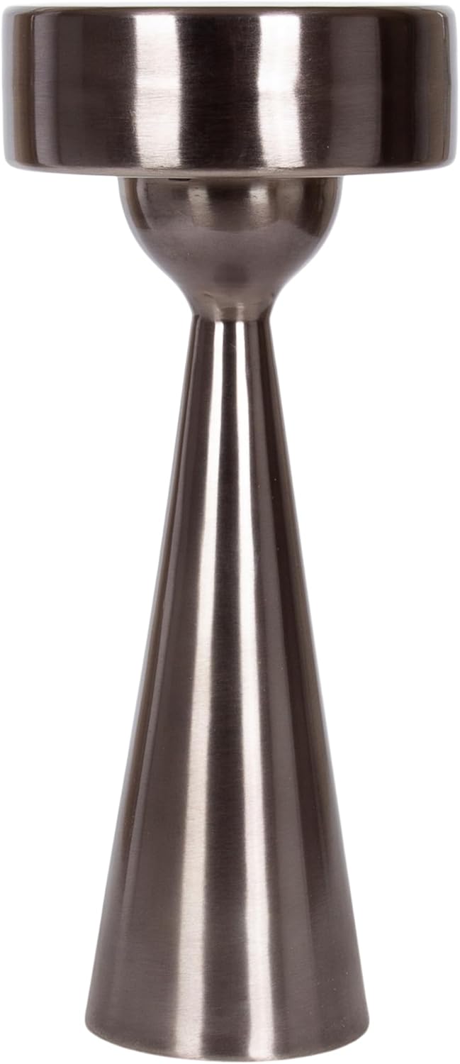 Kate and Laurel Solbrett Modern Sophisticated Metal Drink Table, 10 x 10 x 22, Gunmetal, Contemporary Mini Pedestal Table with Unique Sculptural Design for Use as Indoor Plant Stand
