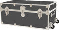 Rhino Trunk & Case Large Armor Camp Trunk with Removeable Wheels - Secure Dorm Storage Chest, Ideal Summer Camper Footlocker, Strong College Trunks - Seats 1000+ Pounds - 32"x18"x14" (Slate)