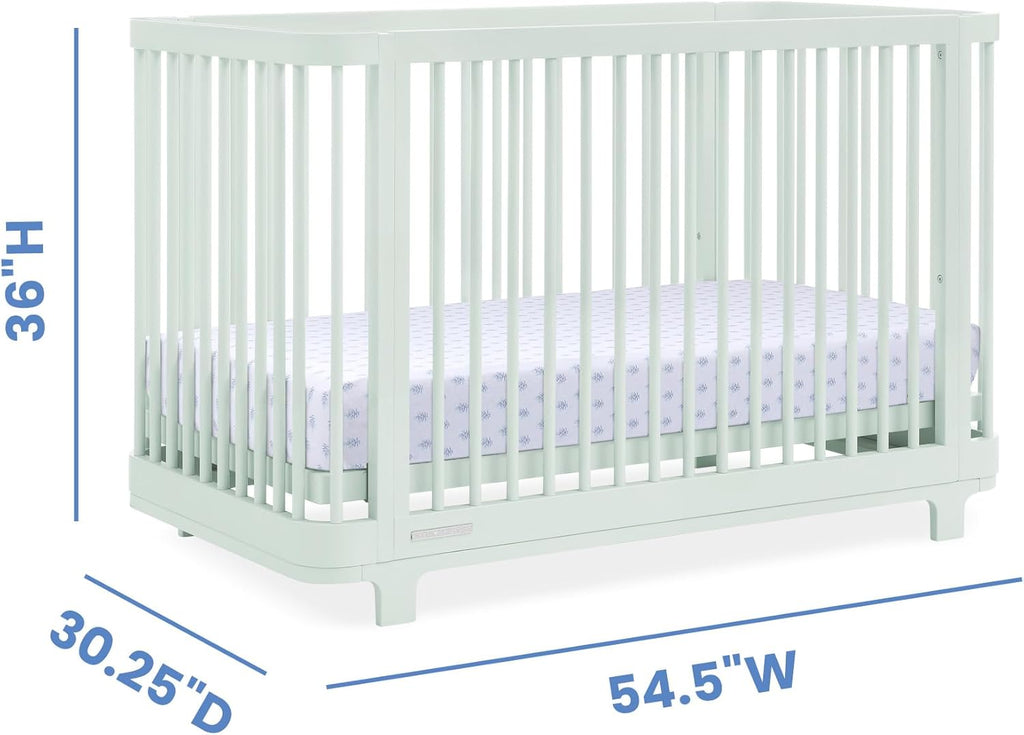 Delta Children Nest Crib 6-Piece Baby Nursery Furniture Set–Includes: Convertible Crib, Dresser, Changing Top, Mattress, Fitted Sheets & Changing Pad, Light Sage