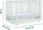 Delta Children Nest Crib 6-Piece Baby Nursery Furniture Set–Includes: Convertible Crib, Dresser, Changing Top, Mattress, Fitted Sheets & Changing Pad, Light Sage