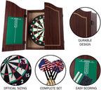 Dart Board Cabinet Set with 18-inch Dartboard, 6 Steel-Tip Darts, and Chalkboard Scoring for Game Rooms, Man Caves, and Home Bars by Trademark Poker