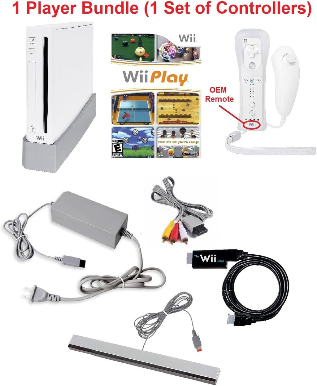 Wii Console Bundle with Wii Play Game (1 Player) -Smart TV Ready (Renewed)