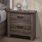 2 Drawers Nightstand in Brown Finish,for Small Spaces