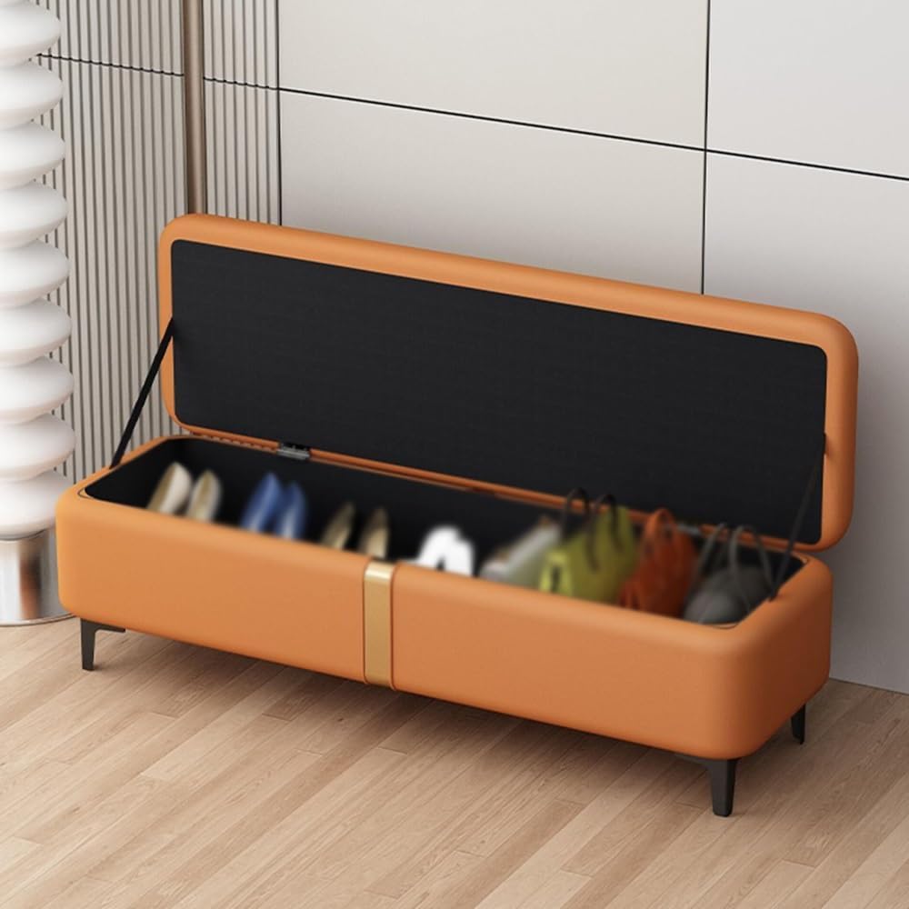 Modern Shoe Changing Bench Light Luxury Storage Long Sofa Rectangular Bed End Stool Entryway(Blue)