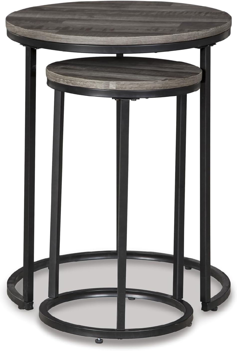 Signature Design by Ashley Briarsboro Urban Industrial Nesting Accent Table Set, 2 Count, Black & Gray