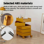 ABS Side Table with Wheels, 360° Movable Storage Cart, Multi-Layer Night Stand with Rotating Drawers, Modern Small Cabinet for Living Room, Bedroom and Dormitory(Green)