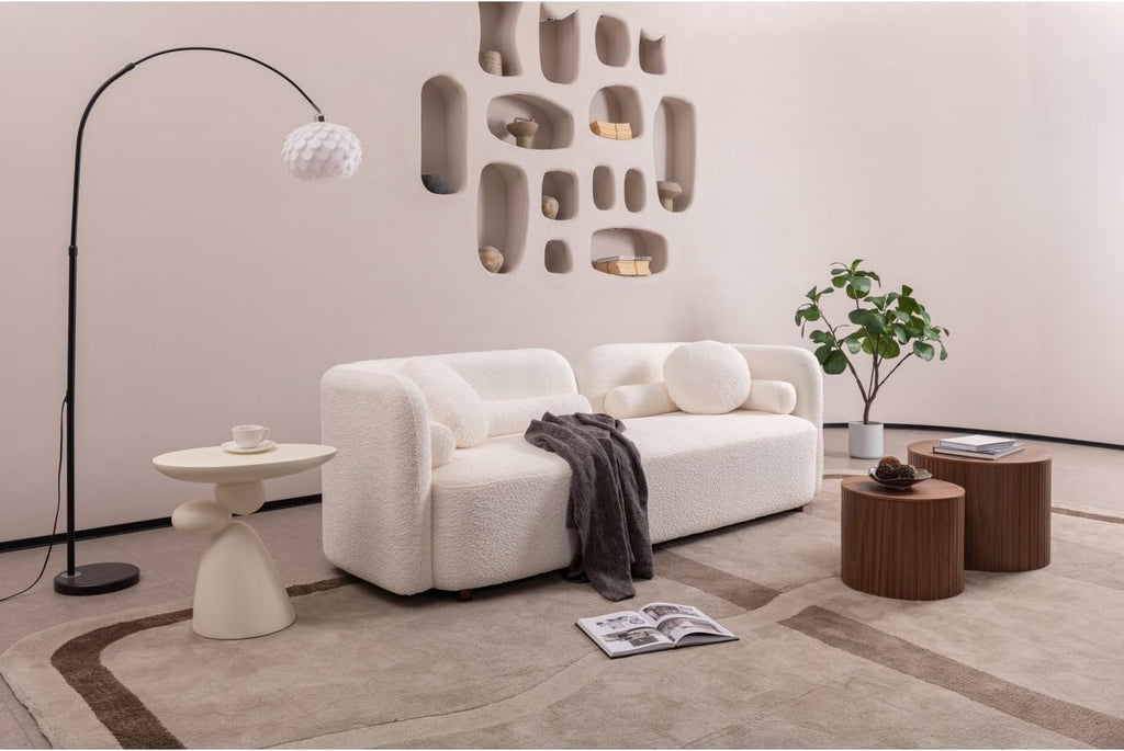 Lucky Stone End Table - Modern Minimalist Fiberglass Side Table for Living Room, Bedroom, Guestroom