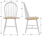 Windsor Dining Chairs Spindle Kitchen Chairs Set of 2, Countryside Solid Wood Kitchen Chairs for Dining Room/Living Room/Home Office/Reception, White, Round Back