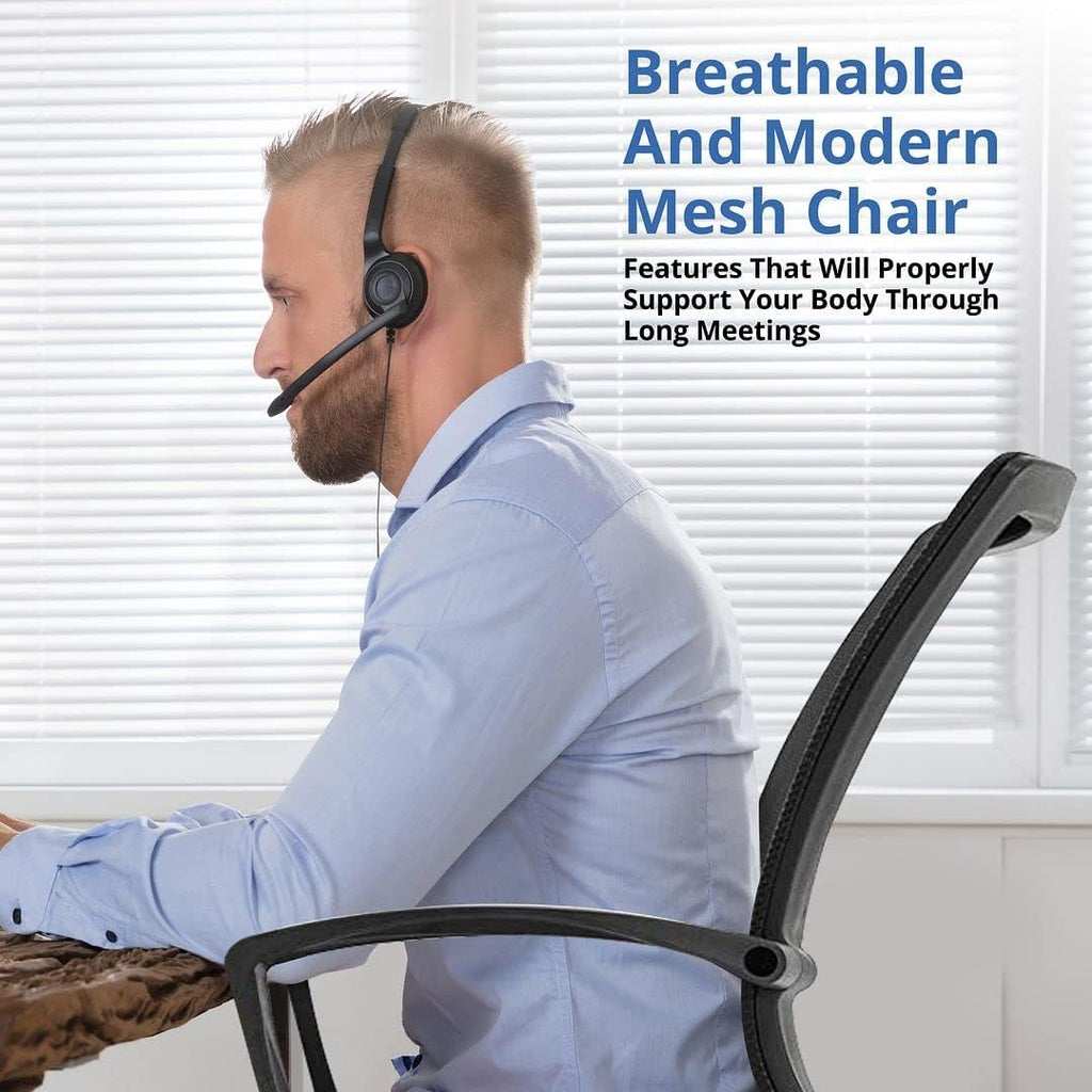 Halter Desk Chair - Black Gaming Mesh Chair - Adjustable and Comfortable Ergonomic Chair with Armrests and Wing Lumbar Support - Ideal Gaming or Home Office Chair