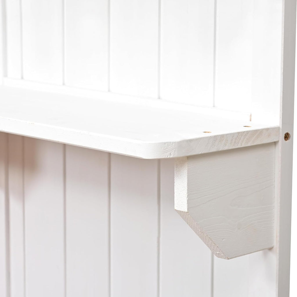 SOFTSEA Outdoor Potting Bench with Hutch, 50.2" Fir Wood Garden Workstation with 2 Shelves & 2 Cabinets, Outdoor Planting Table with Large Countertop & 3 Side Hooks, White