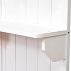 SOFTSEA Outdoor Potting Bench with Hutch, 50.2" Fir Wood Garden Workstation with 2 Shelves & 2 Cabinets, Outdoor Planting Table with Large Countertop & 3 Side Hooks, White