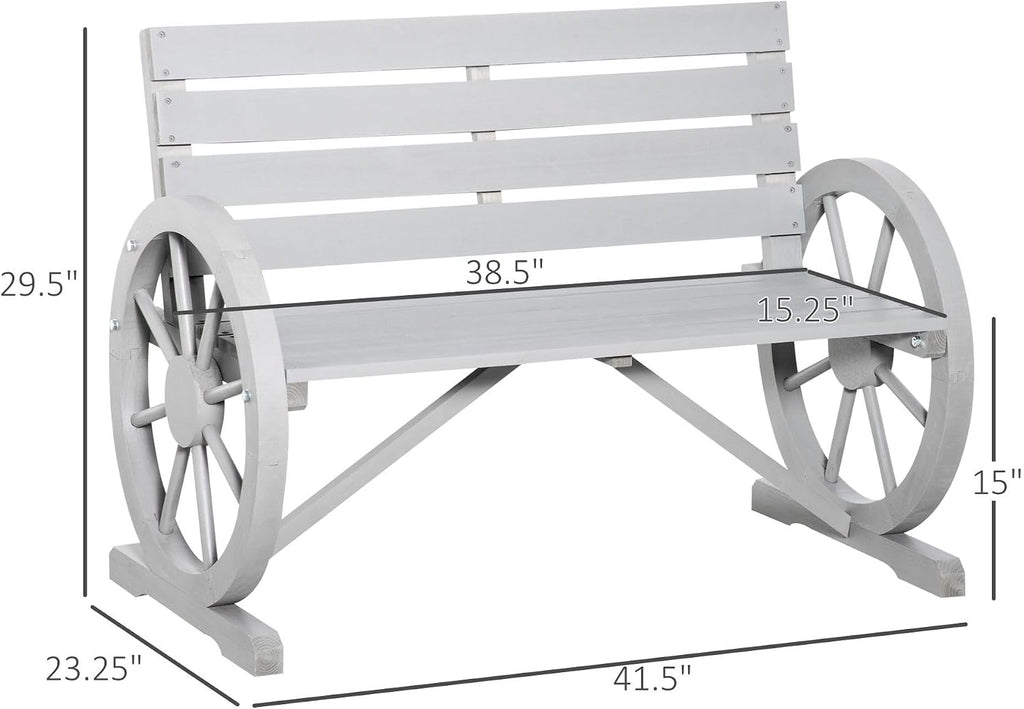 Wooden Wagon Wheel Bench