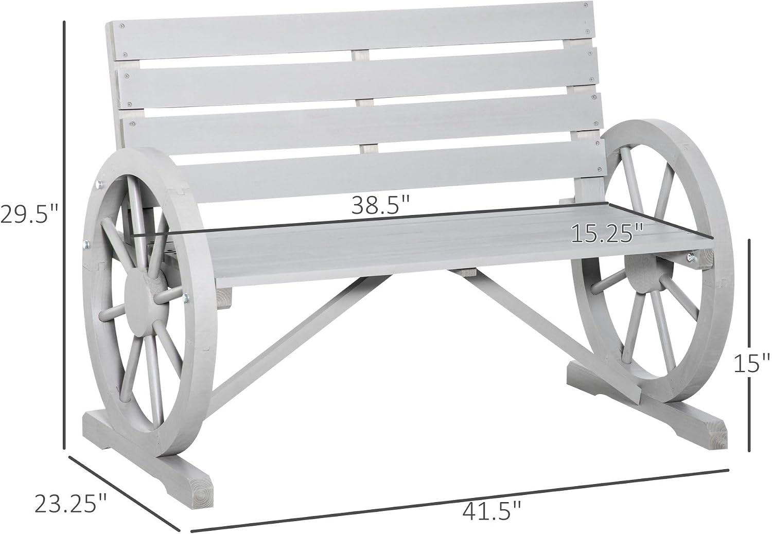 Wooden Wagon Wheel Bench