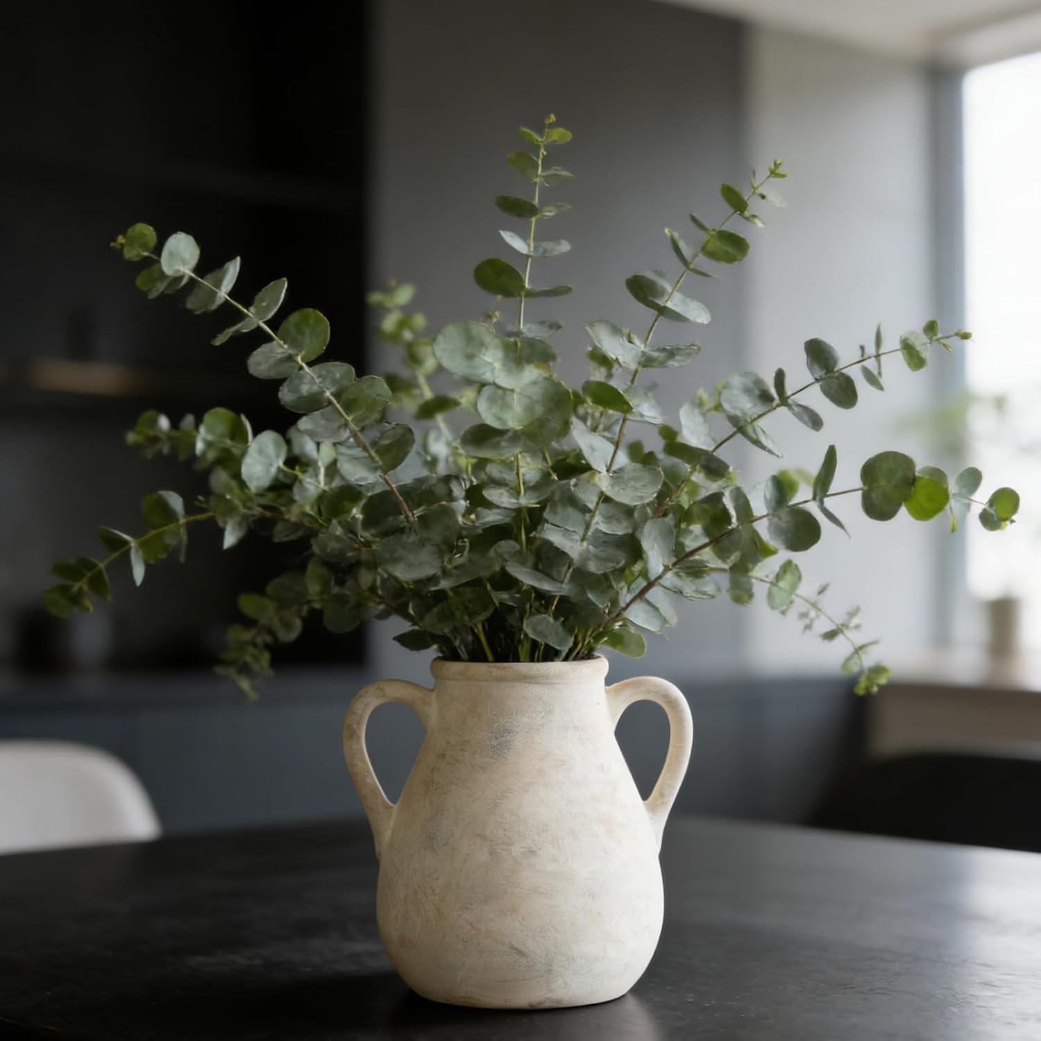 MILÖNGA Ceramic Vase Raw Terracotta Vase for Centerpieces,Modern Farmhouse Rustic Vintage Flower Vase for Pottery Barn Home Decor,Living Room,Kitchen Bedroom (Off-White, 7.5 Inches)