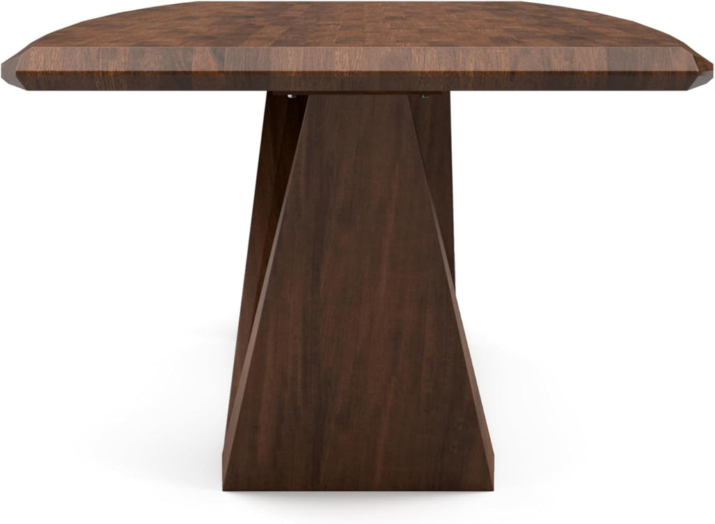 Furniture of America Nazaen III 82.5" Mid-Century Modern Solid Wood Live Edge Dining Table with Steel Support, Walnut Finish, Seats 4–6