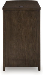 Signature Design by Ashley Camdill Chairside Contemporary End Table with USB Port and Charging Station, Dark Brown