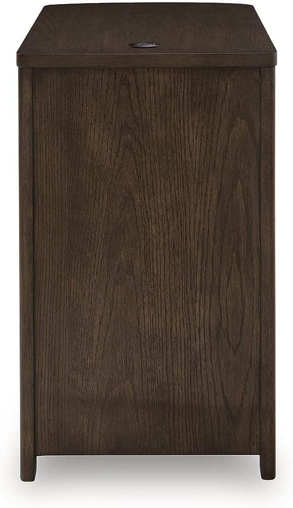 Signature Design by Ashley Camdill Chairside Contemporary End Table with USB Port and Charging Station, Dark Brown