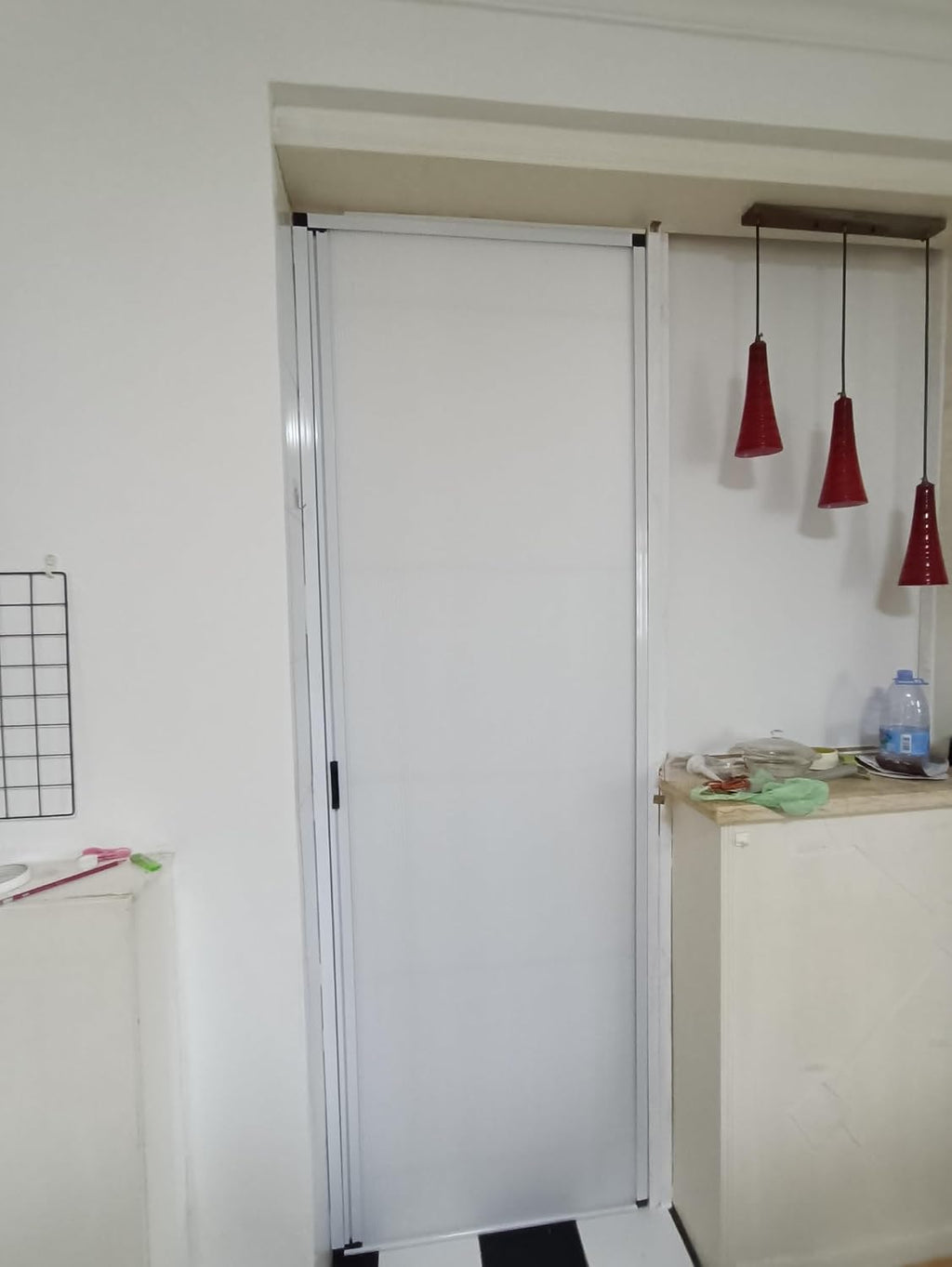 80" Tall Waterproof Retractable Folding Doors, 26-80" Wide, Aluminum & Cellular, Ideal for Hallways & Bathrooms - Space-Saving, Design