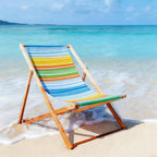 GORGECRAFT Thicker Beach Sling Patio Chairs Canvas 120x43.5cm Outdoor Folding Chair Replacement Fabric 12oz-Canvas Yellow Blue Stripe Lounge Reclining Replacement Cloth for Summer Garden Sunbathing