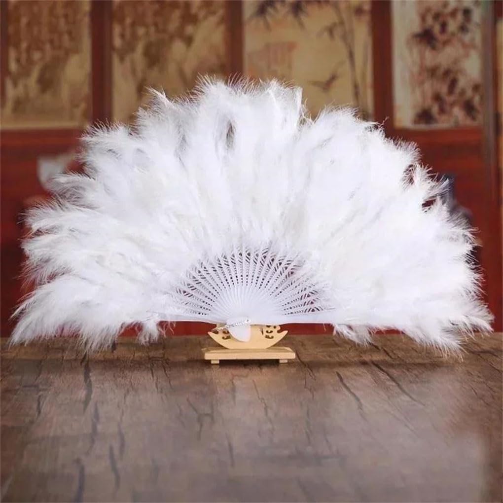 Soft Fluffy Ladies Wedding Hand Fancy Dress Costume Dance Feather Fan Chinese Fan Folding Fan