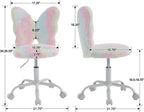 Kmax Kids Desk Chair, Faux Fur Butterfly Chair with Wheels Adjustable Cute Swivel Kids Office Chair for Bedroom Reading Room - Colorful